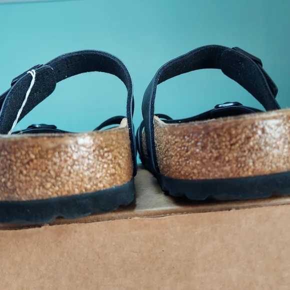 Birkenstock Black Leather Sandals Women Size 11 (EU 42) Or Men's Size 9 NWT - Picture 13 of 16